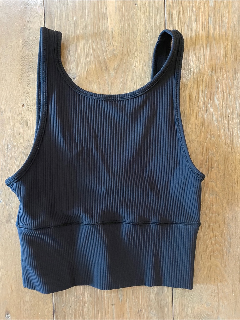 lululemon Power Picot Black Ribbed Cropped Tank